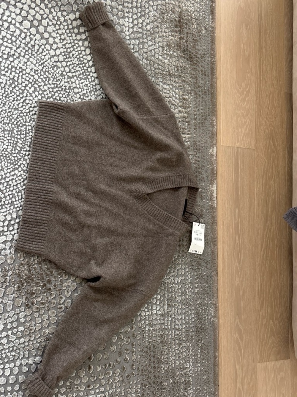 Zara Brown V-Neck Wool-Blend Sweater